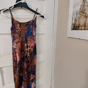 Anthropologie Elyse bias-cut floral undersea print slip dress XS